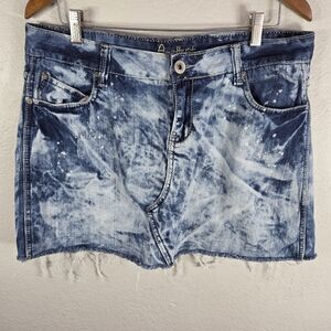 Amethyst Blue Acid Wash Jean Skirt Plus Size 16 Denim Embroidered Pockets